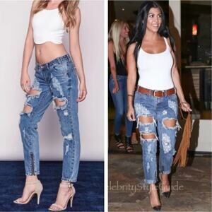 One Teaspoon Thrashed Free Bird Low Waist Rigid Skinny Jeans Size 26 Distressed